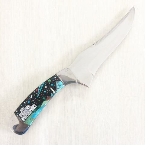 Multicolor Pueblo Inspired Inlaid Skinner Knife