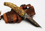 Engraved Deer Horn Handle Neck Knife