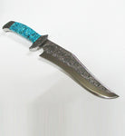 Large Hunting Knife with Genuine Turquoise Inlay