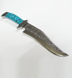 Large Hunting Knife with Genuine Turquoise Inlay