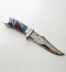 Multicolor Inlaid Handle Knife