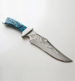 Hunting Knife with Genuine Turquoise Inlaywork